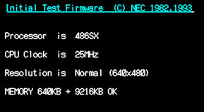 NEC PC-9801BX2 Initial Test Firmware 486SX 25MHz