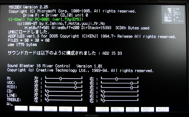 Image: 三菱RDT234WXでPC98(H24kHz)の画面が映る!!